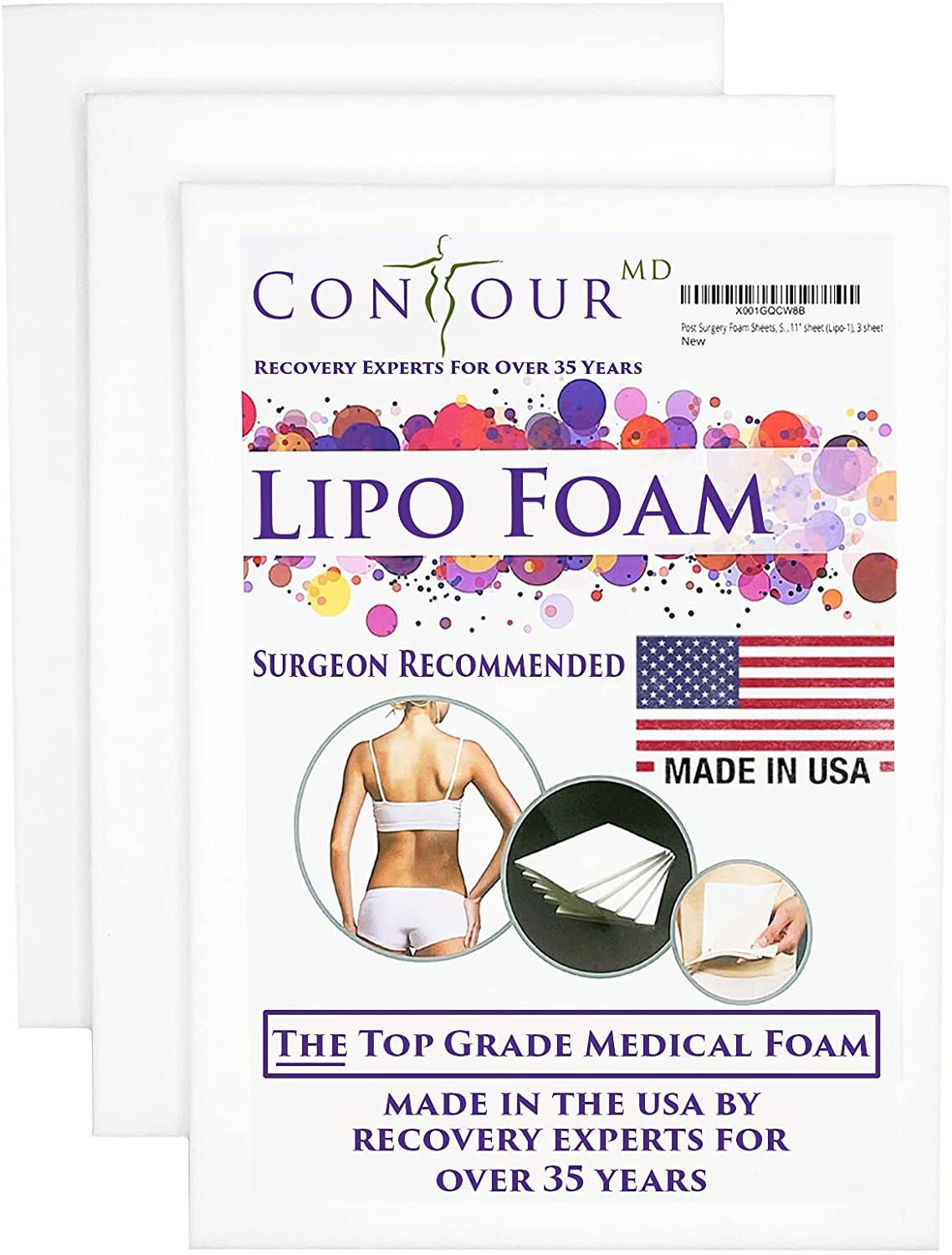 LIPO Foam Sheets for Post Surgical USE with Compression Garment After  Liposuction Tummy Tuck AB Flattening 8x11 2Pack